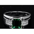 thumbnail image 2 of 3Ct Emerald Cut Lab-Created Emerald Men's Wedding Ring 14k White Gold Plated, 2 of 2