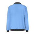 thumbnail image 4 of Women Lightweight Jacket Casual Zip Up Long Sleeve Coat Spring Fall Solid Color Trendy Work Clothes With Pockets Sky Blue XL, 4 of 5