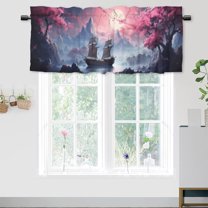 Japanese Cherry Blossom Thermal Insulated Window Curtain Valance Ocean Great Sailboat Night Seascape Rod Pocket Valances for Bedroom Living Room Dining Room 54 by 18 in, 1 Panel