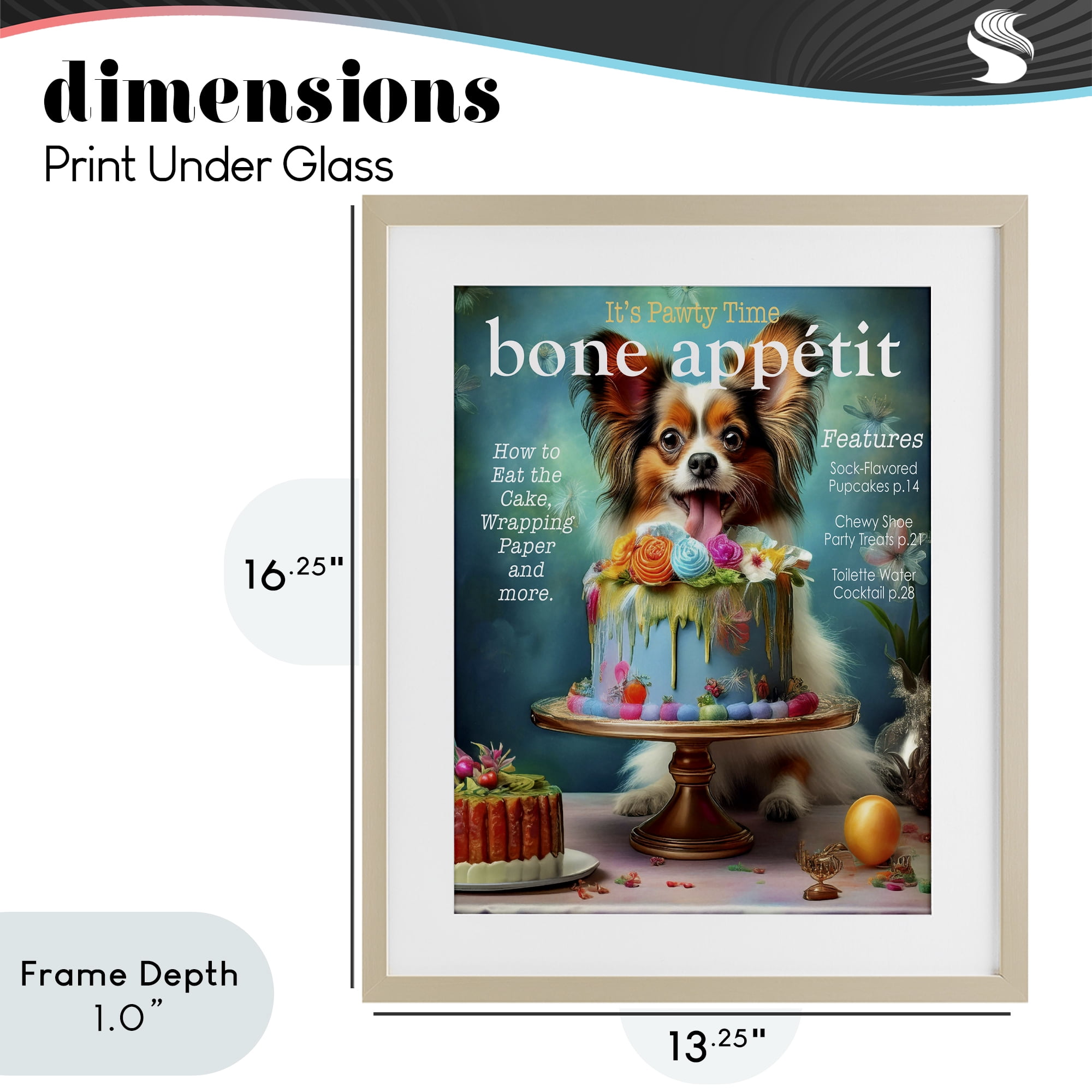 Stupell Industries Bone Appetit Dog Magazine Parody Birch Framed Print Under Glass, design by Grotto Studios