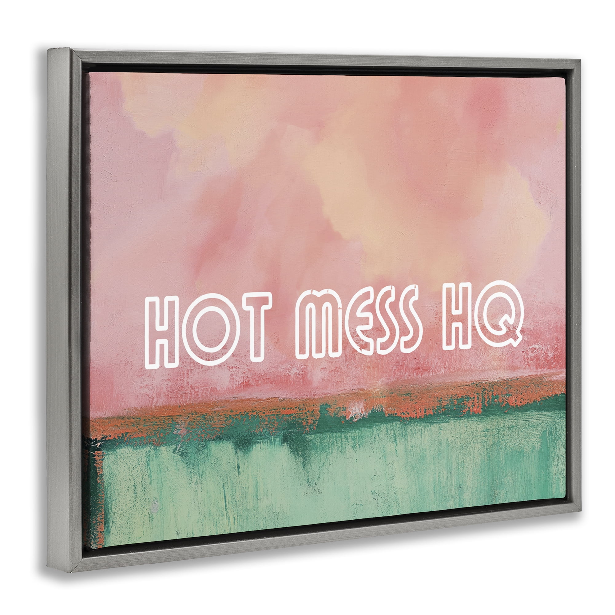 Stupell Industries Hot Mess Headquarters Gray Framed Floater Canvas Wall Art, design by Gina Kelly