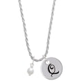 thumbnail image 1 of Delight Jewelry Silvertone 6mm Glass Imitation Pearl Bead Drop Silvertone Script Initial Disc - Q - Charm Necklace, 20"+3", 1 of 4