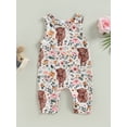 thumbnail image 2 of Cenuakty Baby Girl Summer Jumpsuit Western Floral Cow Print Sleeveless Rompers Pants for Toddler Newborn Infant, 2 of 9
