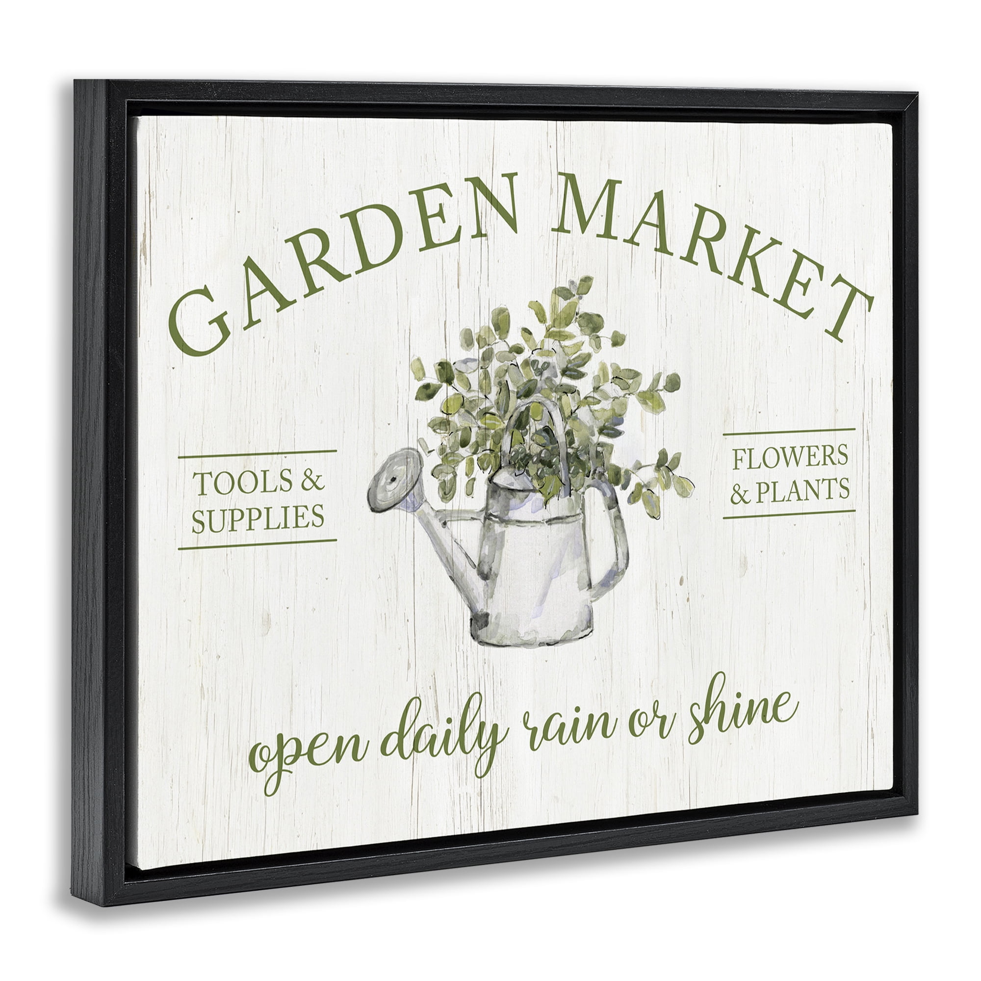 Stupell Industries Open Daily Garden Market Black Framed Floater Canvas Wall Art, design by Sally Swatland