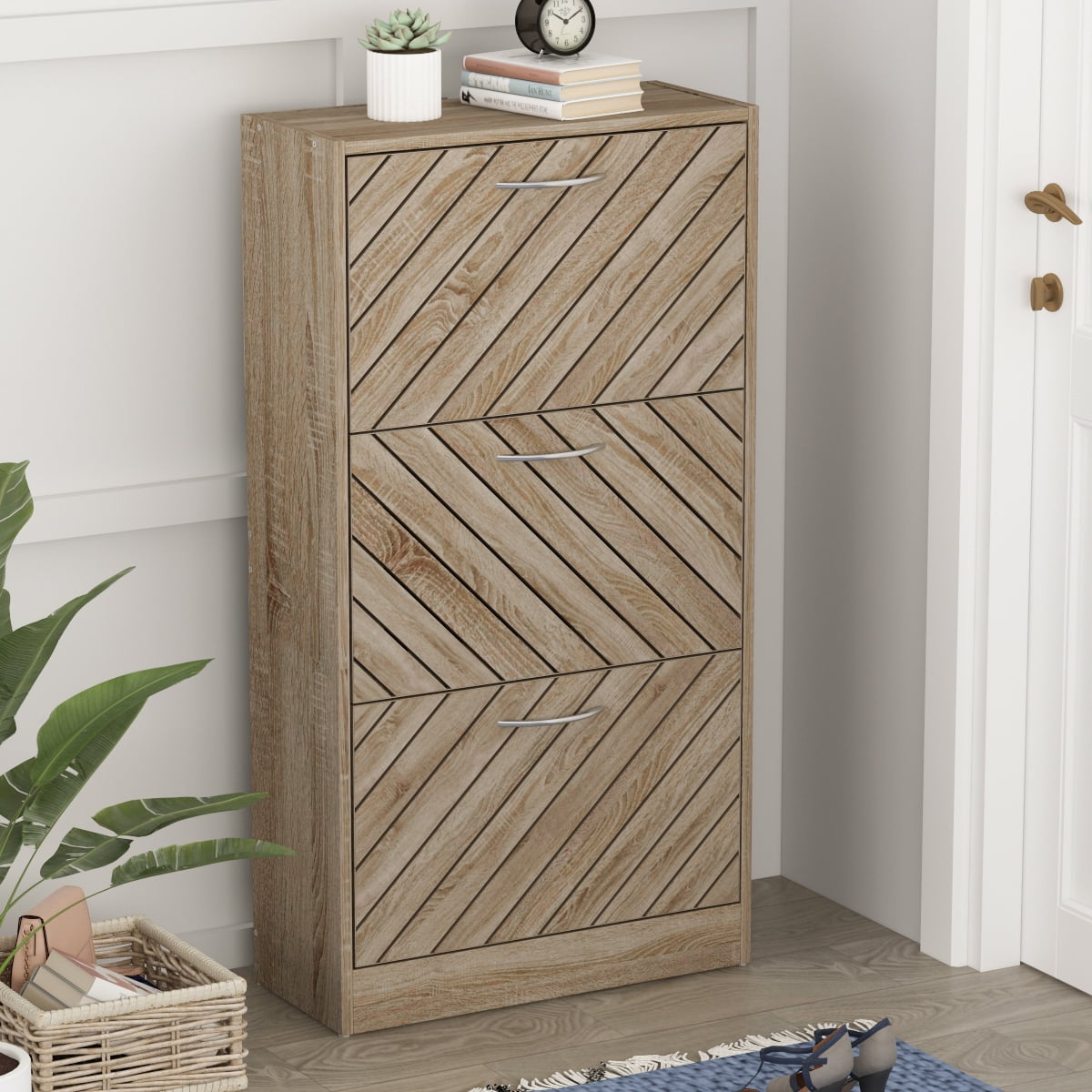 42.3 H Shoe Cabinet Wood Shoe Rack Storage Cupboard Liberia Ubuy