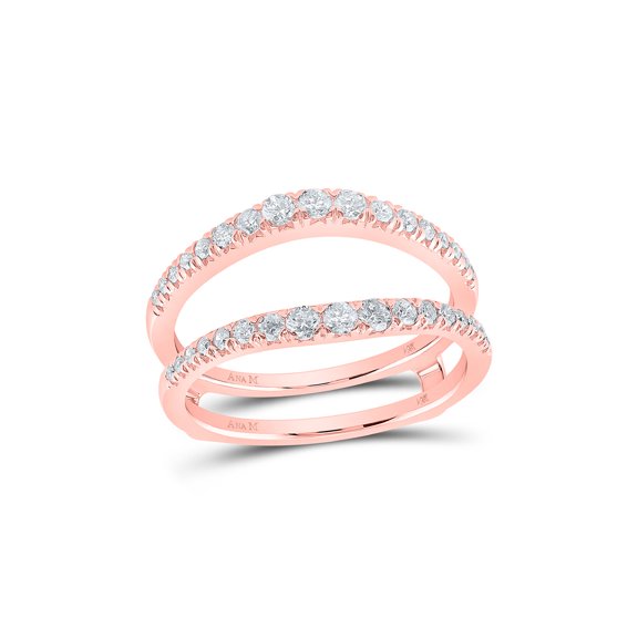 14kt Rose Gold Womens Round Diamond Wrap Enhancer Wedding Band 1/2 Cttw