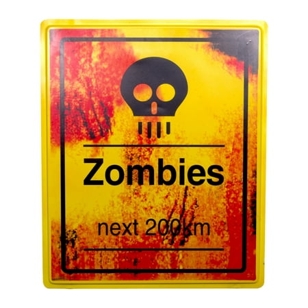 19 x 16" Zombies 200km Sign Halloween Prop Indoor & Outdoor