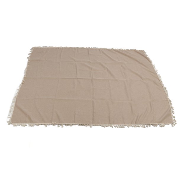 Mantel rectangular de fibra de poliéster, mantel decorativo con borlas de encaje para el hogar, restaurante, hotel, beige claro, 140 x 180 cm/55,1 x 70,9 pulgadas