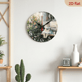 thumbnail image 5 of 2D Flat, 1pc 10Inch Rustic Farmhouse Cat Wall Clock - Silent Quartz Movement Wooden Round Clock with Adorable Kitten in Floral Dress Roses Design, Perfect for Kitchen Bedroom Living Room Bathroom, 5 of 7