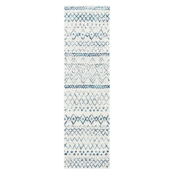 SAFAVIEH Madison Hannah Geometric Runner Rug, Ivory/Navy, 2'3" x 8'
