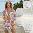 thumbnail image 4 of Renewold Button Down Shirts for Women Skin-friendly T-Shirt Dress with Pocket Comfortable Bathing Suit T Shirt Cover Up for Women Vacation Swimsuit Coverup, Watercolor Paisley Floral Print, L, 4 of 7