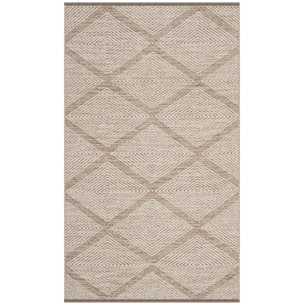 SAFAVIEH Montauk Bailey Geometric Diamond Cotton Area Rug, Beige, 5' x 8'