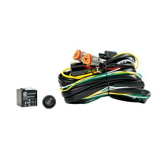 KC HiLiTES Wiring Harness FLEX ERA w/40 AMP Relay  3 Position LED Rocker Switch (3-Pin Deutsch Con)