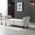thumbnail image 4 of Holaki 63" Velvet Multi-functional Storage Rectangular Sofa Stool Buttons Tufted Nailhead Trimmed Solid Wood Legs with 1 Pillow, Beige, 4 of 10