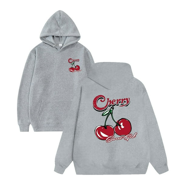 WILLBEST Sudaderas De Hombre Sudadera con Capucha para Hombre, Sudadera con Estampado De Cerezas, Sudadera con Capucha Informal De Manga Larga con Cordón Grande