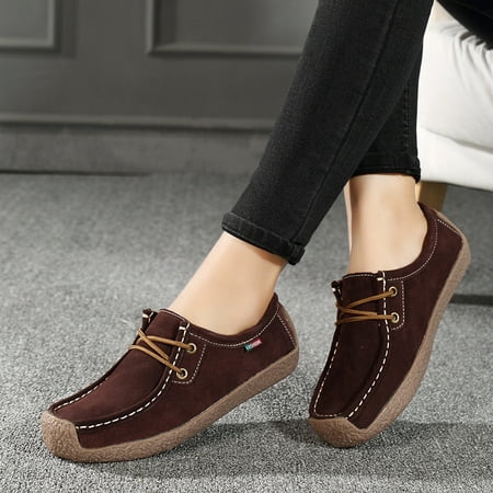

Women‘s Lace-up Flat Loafers Comfortable Solid Color Soft-sole Slip On Shoes Casual Non-slip Walking Shoes