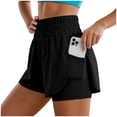 thumbnail image 5 of COMVALUE Women's 2 in 1 Running Shorts High-Split Athletic Short High Waisted 3" Liner Workout Gym Short with Pockets (Black, XXL), 5 of 9