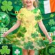 thumbnail image 5 of Niñas Vestido de Día de San Patricio Manga Corta Cuello Redondo Verano Casual para 3-12 Años Niños Niños, 5 of 9