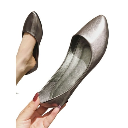 

Eloshman Women s Dress Shoe Soft Sole Flats Comfort Flat Shoes Party Lightweight Non-slip Ballet Fashion Slip-Ons Gray 4.5