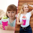thumbnail image 5 of Slushie Maker Cup - Taza de silicona mágica para apretar para hacer jugos, leche y helados, doble capa de silicona con tapa y pajita para amigos, regalos familiares (rosa), 5 of 5
