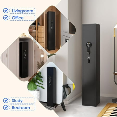 GAEANET Rifle Gun Safe with Quick Access Fingerprint/Keypad Lock Biometric Gun Security Cabinet Long Safes Gun Cabinet for Shotguns with Pistol Pocket Black (3 Gun Fingerprint-Black)