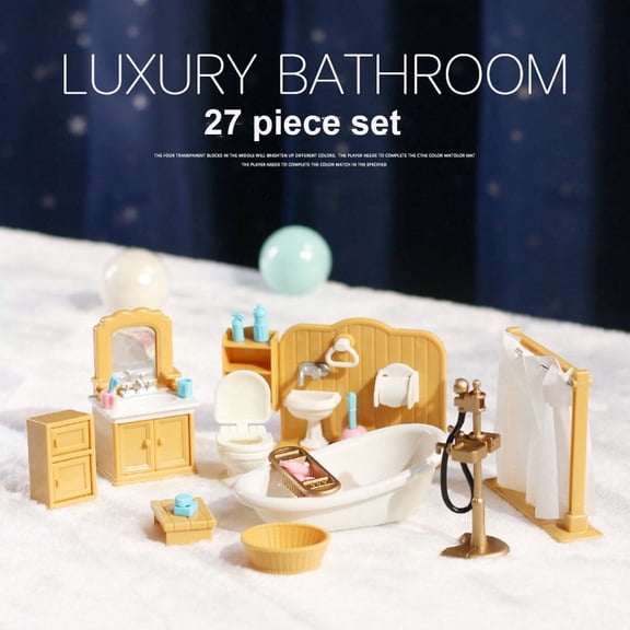 1:12 Scale Dollhouse Furniture Set - Miniature Bathroom, Living Room,Bed Room , Kitchen & Outdoor Accessories for Pretend Play | Educational Kids Toy Gift,Combo 7