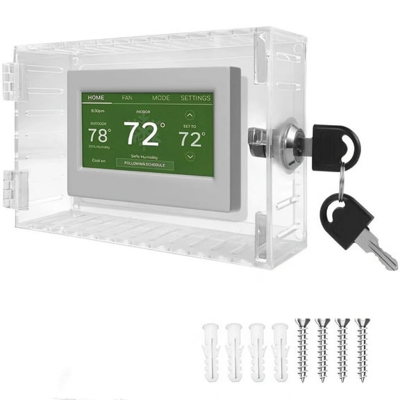 Universal Thermostat Lock Box with Key Clear Acrylic Thermostat Cover Guard with Lock Easy to Install for Home Office School Restaurant 4.7 x 7.3 x 2.2 Inches