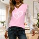 thumbnail image 4 of Xuyuer Women's Romantic Lace Insert V-Neck Blouse with Floral Print and Delicate Sleeves, Feminine Elegant Top for Date Nights, Garden Parties and Special Occasion Outfits, 4 of 6