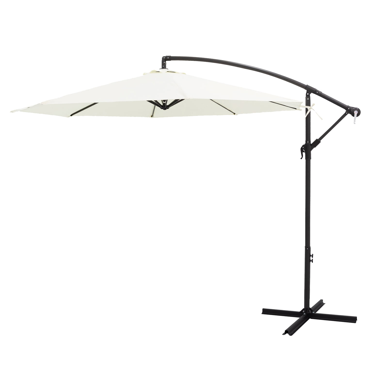 FLAME&SHADE 10 ft Cantilever Offset Outdoor Patio Umbrella with Cross
