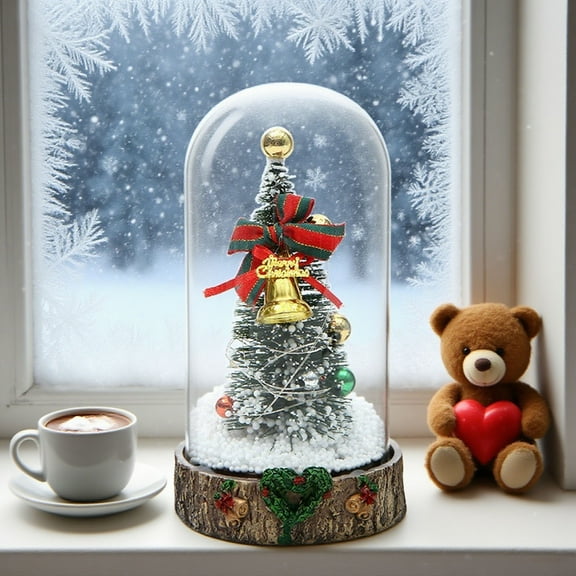 Xuniizn Table Top Christmas Tree, Glass Small Christmas Tree for Desk Decor, Mini Christmas Tree Ornaments for Office Decor, Christmas Decorations for Home, White