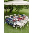 thumbnail image 3 of Outdoor Tablecloth with Umbrella Hole and Zipper, Blue Christmas Rectangle Table Cloth 60x120 Inch Waterproof Tablecloth, Xmas Snowman Truck Snowflake Tree Balls Picnic Table Cover for Patio Camping, 3 of 7