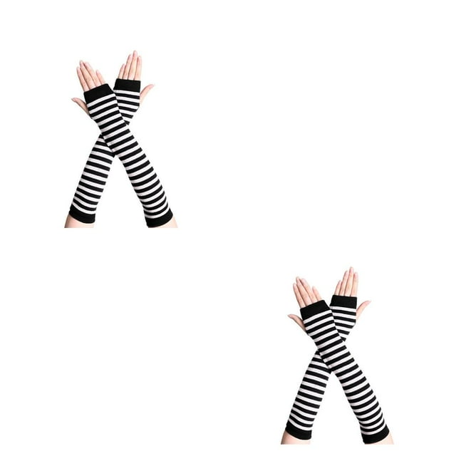 Guantes largos sin dedos Wosthever estilo sencillo Blanco negro 2Conjunto