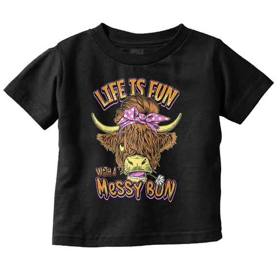 Cute Life Is Fun With a Messy Bun Toddler Little Girl Graphic Tee Shirt Brisco Brands 6M