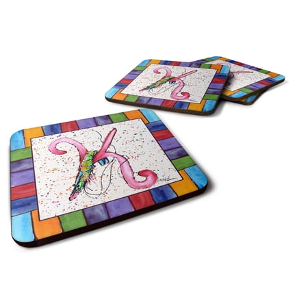 Carolines Treasures 8434-KFC Beach and Seafood Foam Coaster Set of 4 3 1/2 x 3 1/2 multicolor
