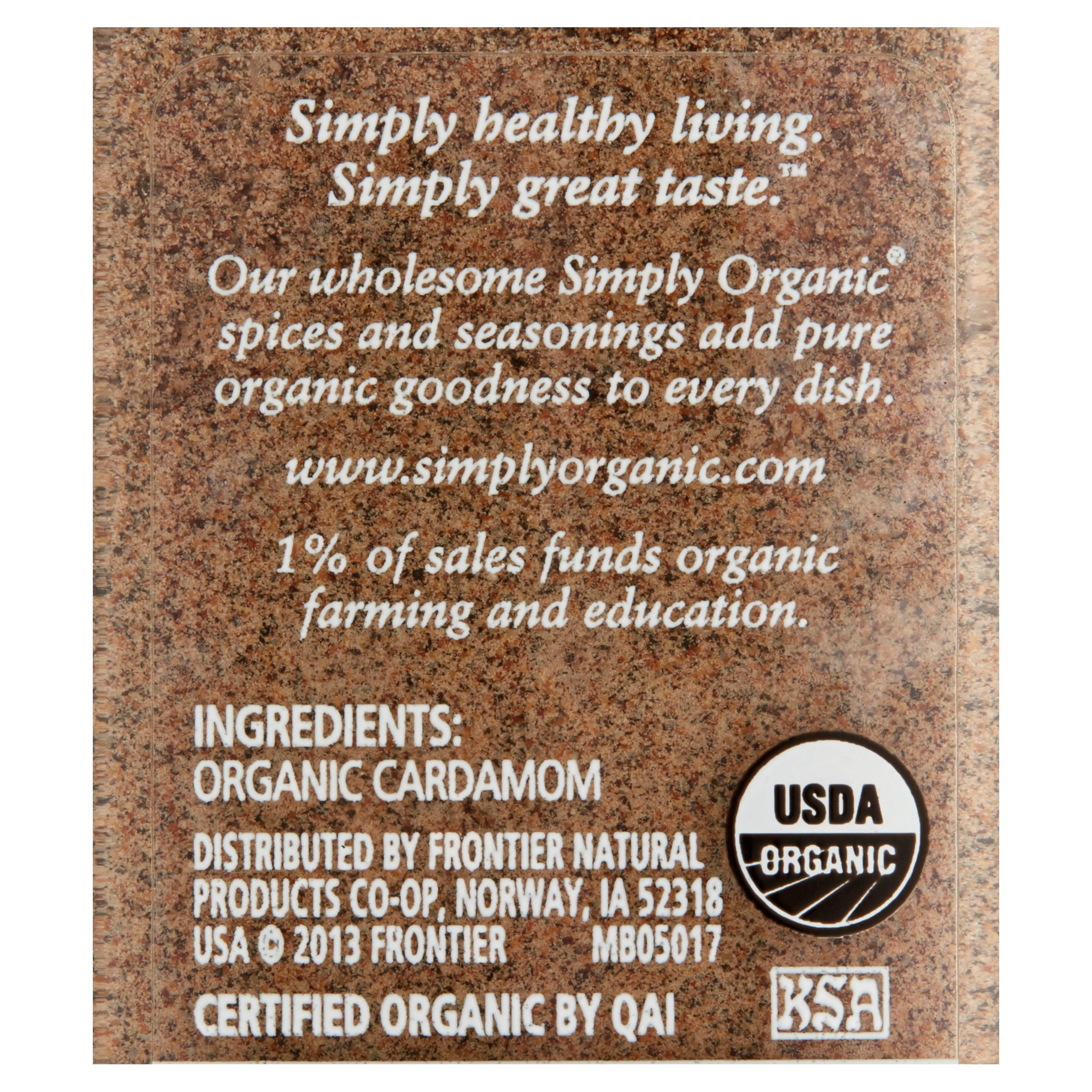 Simply Organic Cardamom, 2.82 oz, 6 pack