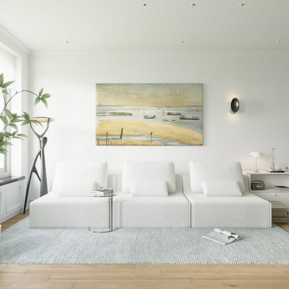 Oversized Modular Sectional Sofa with High Resilient Foam Filling, Luxury Boucle Floor Couch Set for Living Room, Convertible Design for Easy Combination in 3 Colors