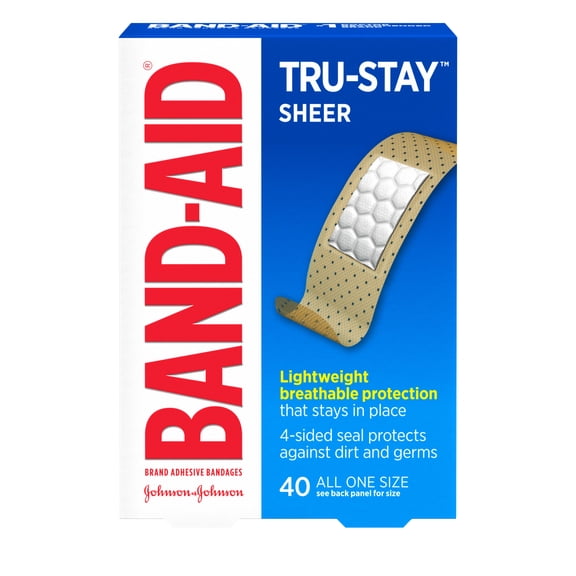 Band-Aid Brand Tru-Stay Sheer Adhesive Bandages, All One Size, 40 Count