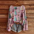 thumbnail image 3 of Women's Fashion Long Sleeve Christmas Snowman Snowflake Print Jacket Cardigan for Fall and Winter, Cozy and Festive, Ideal as Christmas Sweaters for Women and Christmas Gifts,Pink,Size 2XL, 3 of 6