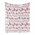 thumbnail image 1 of Leaves Soft Flannel Fleece Throw Blanket, Watercolor Style Composition of Blossoming Flowers Horizontal Lines, Cozy Plush for Indoor and Outdoor Use, 70" x 90", Pink and Pale Rust, by Ambesonne, 1 of 6