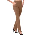 thumbnail image 5 of Womens Pants Plus Size 2PC Elastic Waist Solid Color Pockets Long Pants Khaki XL, 5 of 6
