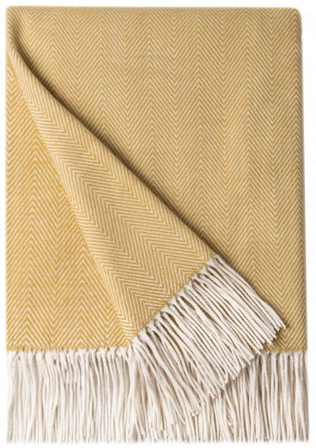 Bourina Decorative Herringbone Faux Cashmere Fringe Throw Blanket
