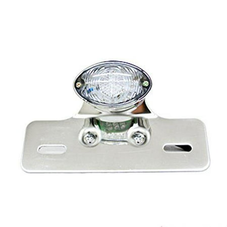 Ediors Universal Cat Eye Custom Motorcycle LED Tail Brake License Plate light With Turn Signal Indicator Chrome Clear