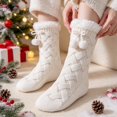 thumbnail image 3 of Goodw7 Non Slip Floor Socks for Women Men, Thick Warm Fleece Cuff Cable Knit Socks with Grips, Cozy Mid Calf Indoor Home Socks for Winter Lounging, 3 of 5
