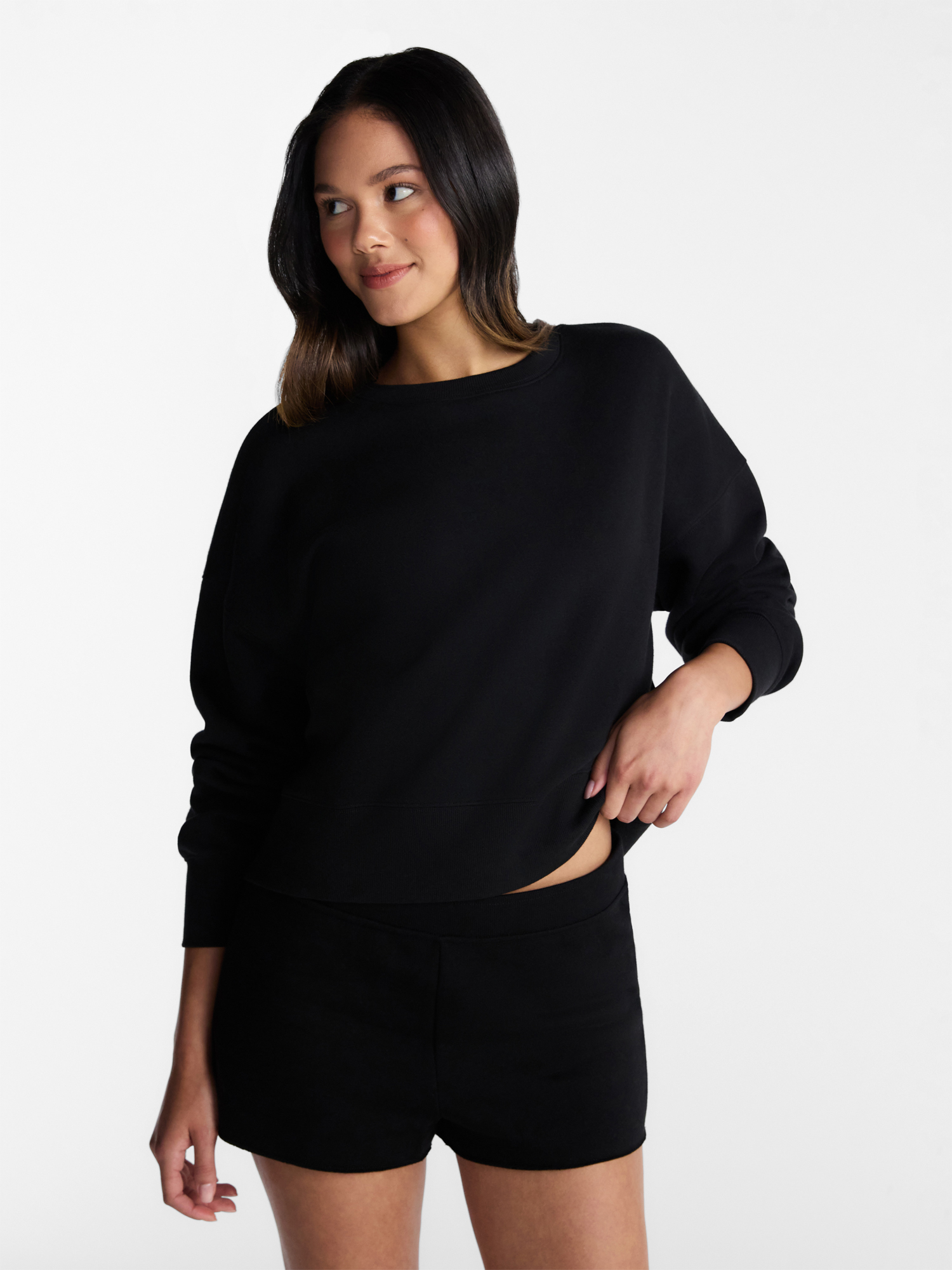 No Boundaries Boxy Fleece Sweatshirt, Midweight, Women's XXS-XXL