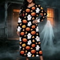 thumbnail image 4 of SELONE Plus Size Nightgowns for Women Long Long Sleeve Sleepshirt Ghost Pumpkin Sleep Dress Halloween House Dress, 4 of 8