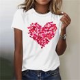 thumbnail image 2 of Womens Valentines Day T Shirts Short Sleeve Love Heart Printed Tshirts Plus Size Crew Neck Basic Tees (L, White 11), 2 of 4