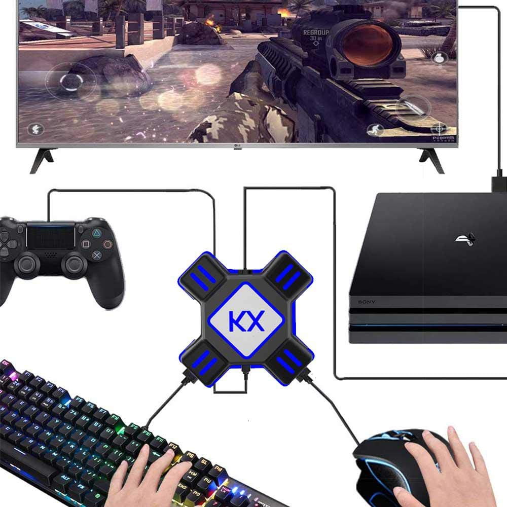 KX USB Game Controller Converter Keyboard Mouse Adapter for Switch/Xbox/PS4/PS3 Black