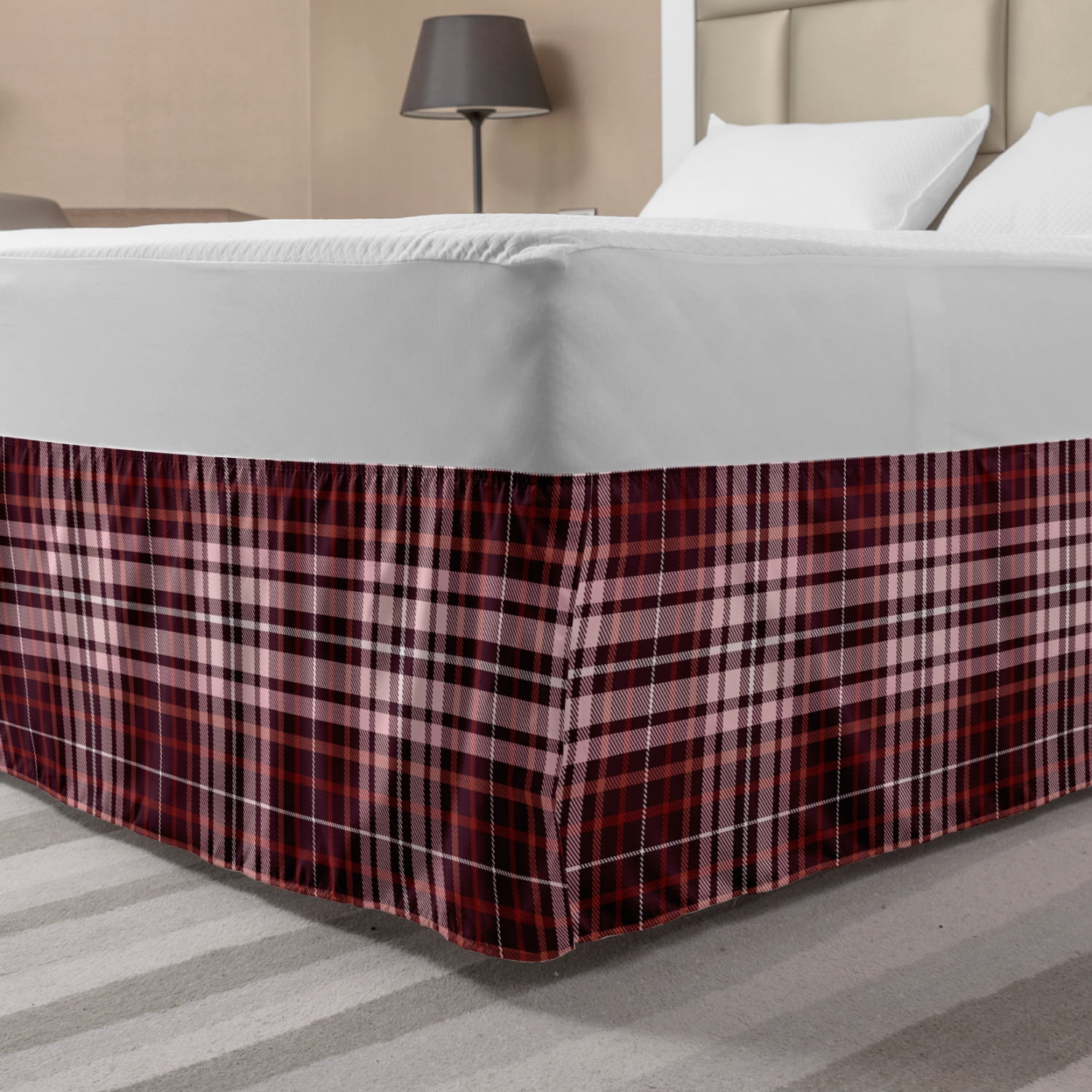 Plaid Bed Skirt, Print of Classic Continuing Pattern Squares Checkered