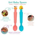 thumbnail image 6 of 3-in-1 Silicone Baby Spoon Self Feeding 6+ Months - Pediatric OT Designed Teether Spoon, BPA Free Toddler Utensils, Mess-Free, Fun for Baby Led Weaning Supplies, Cow & Duck, 6 of 9