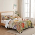 thumbnail image 5 of Full Quilt Set 78''x90'', Colorful Spring Floral Lightweight Summer Bedspread Coverlet Set with 2 Pillow Shams, Vintage Summer Botanical Breathable All Season Quilt Bedding for Bedroom/Guest Room, 5 of 9